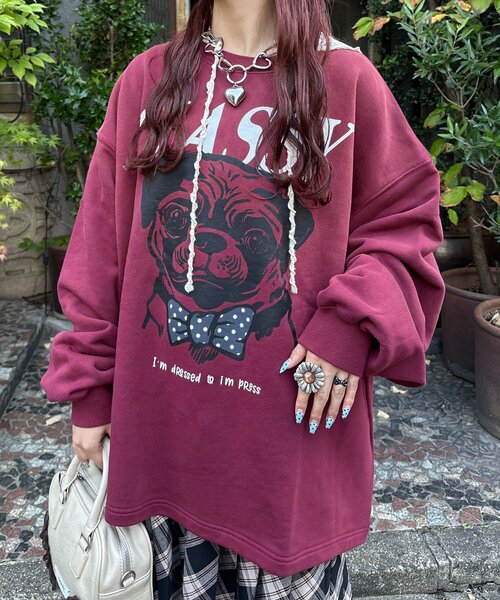 CIAOPANIC（チャオパニック）の「【まるお(@_maruoo0___)企画】パグスウェット（スウェット・レディース・イエロー/ボルドー・FREE）」の14枚目の写真