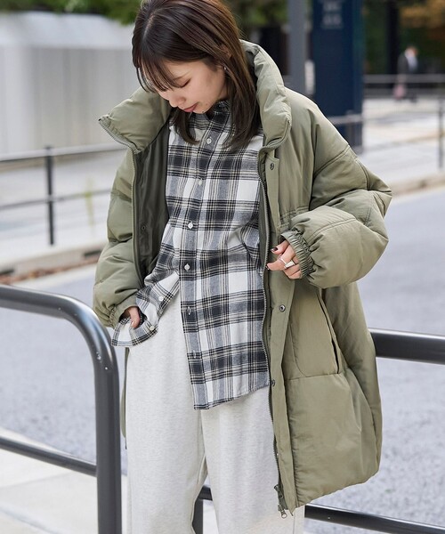 ジャケット・アウター Mone 2WAY 撥水ナイロン ビッグシルエット ミリタリーショート中綿