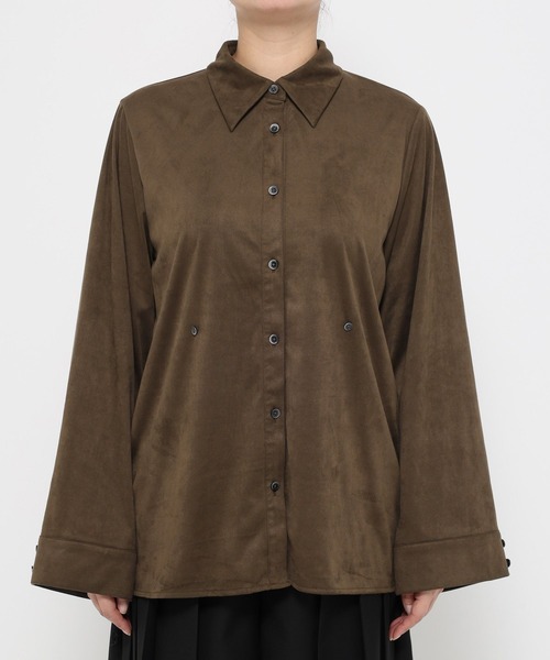 HARE（ハレ）の「コンパクトスウェードシャツ(HARE)（シャツ/ブラウス・レディース・ブラック/ブラウン・FREE）」の20枚目の写真