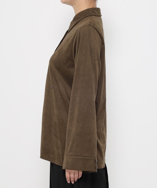 HARE（ハレ）の「コンパクトスウェードシャツ(HARE)（シャツ/ブラウス・レディース・ブラック/ブラウン・FREE）」の9枚目の写真