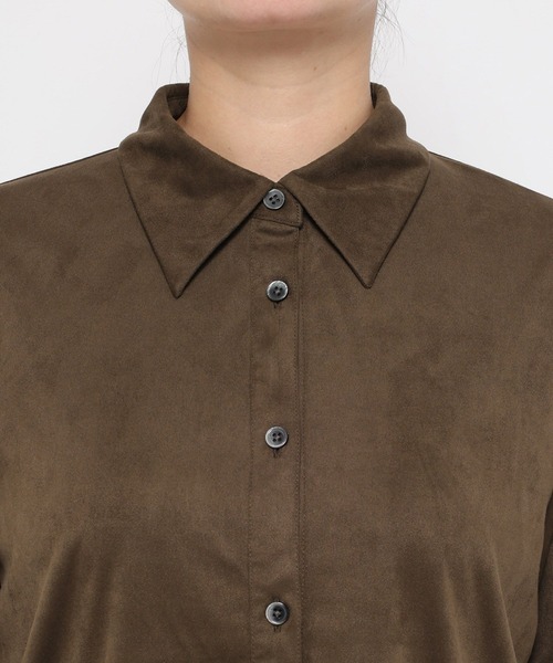 HARE（ハレ）の「コンパクトスウェードシャツ(HARE)（シャツ/ブラウス・レディース・ブラック/ブラウン・FREE）」の11枚目の写真