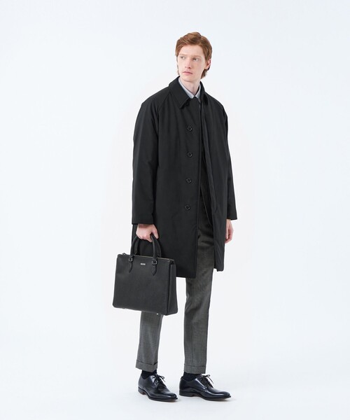 MACKINTOSH PHILOSOPHY（ﾏｯｷﾝﾄｯｼｭ ﾌｨﾛｿﾌｨｰ）の「トロッター LOXLEY(ロクスリー) ウーリーツイル（ステンカラーコート・メンズ・ブラック/ダークネイビー・38/40）」の3枚目の写真
