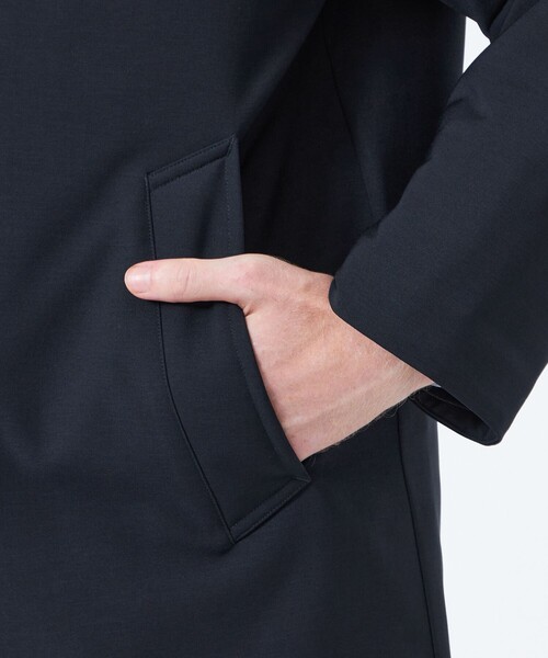 MACKINTOSH PHILOSOPHY（ﾏｯｷﾝﾄｯｼｭ ﾌｨﾛｿﾌｨｰ）の「トロッター LOXLEY(ロクスリー) ウーリーツイル（ステンカラーコート・メンズ・ブラック/ダークネイビー・38/40）」の8枚目の写真