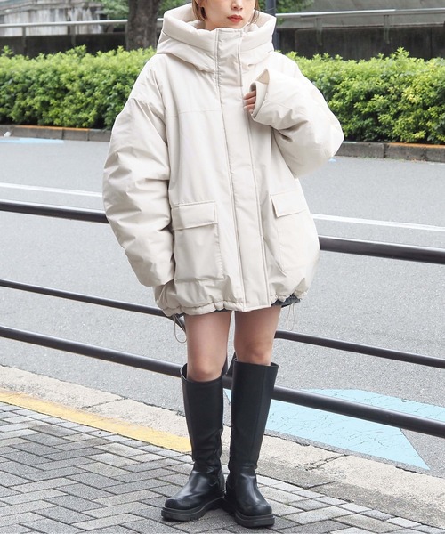 tiptop（ティップトップ）の「【ZOZO限定アイテム】中綿モンスターフードブルゾン（ブルゾン・レディース・ブラック/アイボリー・FREE）」の10枚目の写真