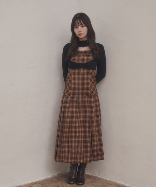 M DOLLY(エムドリー)の「*M DOLLY original* check angelica long dress/チェックアンジェリカロングドレス(ワンピース・レディース・ブラウン/ブラック・FREE)」の15枚目の写真
