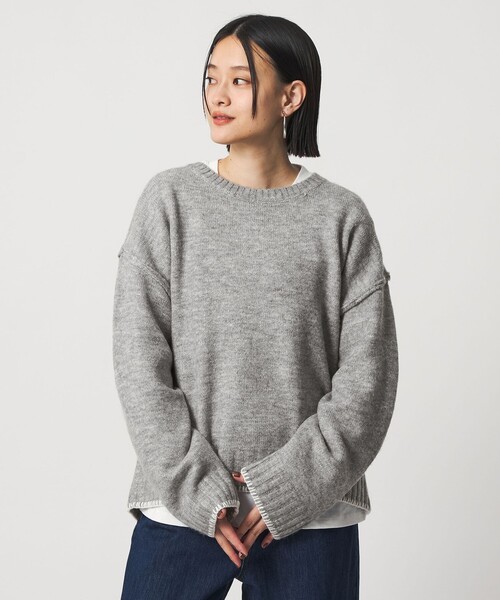 A DAY IN THE LIFE UNITED ARROWS(アデイインザライフユナイテッドアローズ)の「ブランケットステッチ クルーネックニット <A DAY IN THE LIFE>(ニット/セーター・レディース・グレー系/ナチュラル/ネイビー/ピンク・FREE)」の1枚目の写真