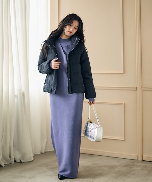 12Twelve Agenda（トゥエルブ　アジェンダ）の「撥水ストレッチライトタフタショートダウンコート（ダウンジャケット/コート・レディース・ネイビー/オフホワイト・M）」の11枚目の写真