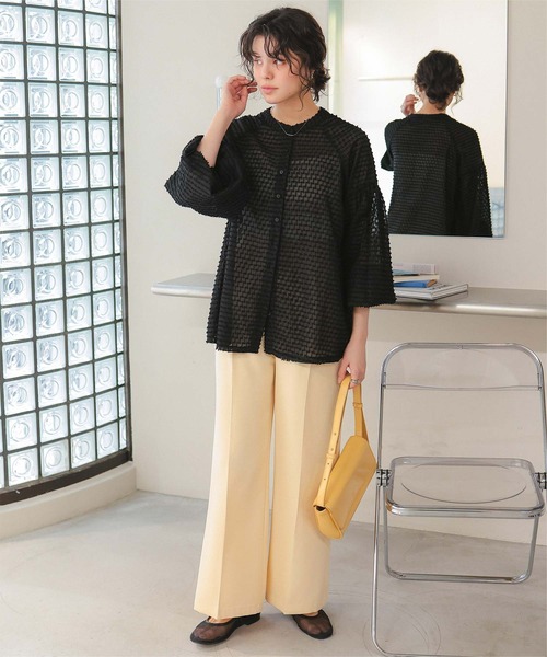 titivate(ティティベイト)の「シアージャガードボリュームブラウス(シャツ/ブラウス・レディース・ブラック/オレンジ/アイボリー・L/S/M)」の8枚目の写真