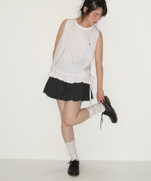 RONRON（ロンロン）の「PLEATS BANDING MINI SKIRT DOT BLACK（スカート・レディース・その他・FREE）」の2枚目の写真