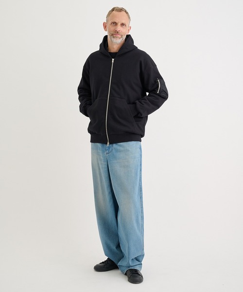 CINOH(チノ)の「【CINOH/チノ】別注 CIGAR POCKET ZIP UP HOODIE(パーカー・メンズ・ホワイト/ブラック・44/46/48)」の16枚目の写真