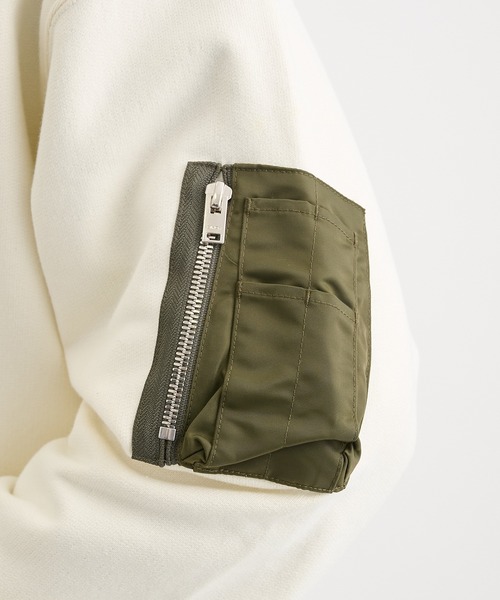 CINOH(チノ)の「【CINOH/チノ】別注 CIGAR POCKET ZIP UP HOODIE(パーカー・メンズ・ホワイト/ブラック・44/46/48)」の9枚目の写真