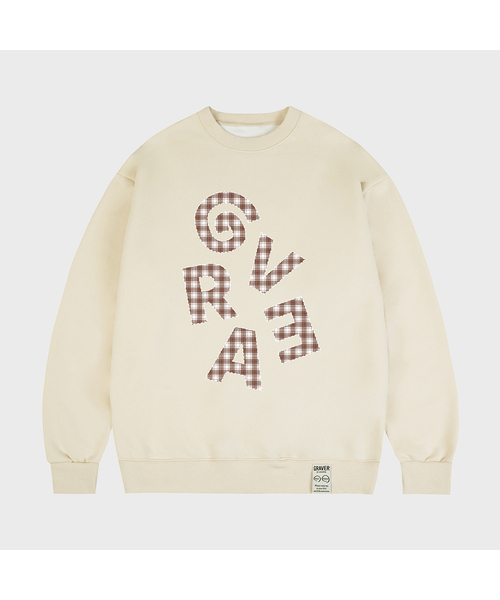 GRAVER（グレーバー）の「[ユニセックス]Gチェックマンツーマン_2カラー（スウェット・レディース・クリーム/ブラウン・SMALL/MEDIUM/LARGE）」の2枚目の写真