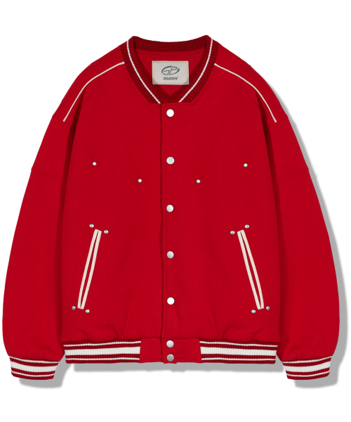 Line Stud Baseball Jacket - Red（スタジャン）｜GUBIN（グビン）の