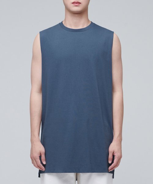 MUSINSA STANDARD（ムシンサスタンダード）の「レイヤードスリーブレストップ_ロング丈 [ミッドナイトブルー]（Tシャツ/カットソー・メンズ・その他・SMALL）」の2枚目の写真