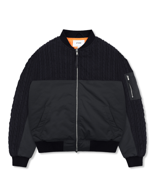 XTONZ(エクストーンズ)の「XJ127 ニットミックス MA-1ジャケット (ブラック)(ブルゾン・レディース・その他・MEDIUM/LARGE)」の9枚目の写真