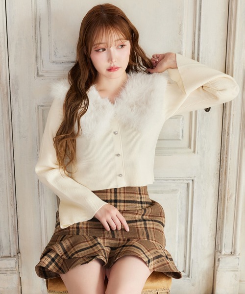 セール】【Holiday collection】フェイクファー襟ニット（ニット