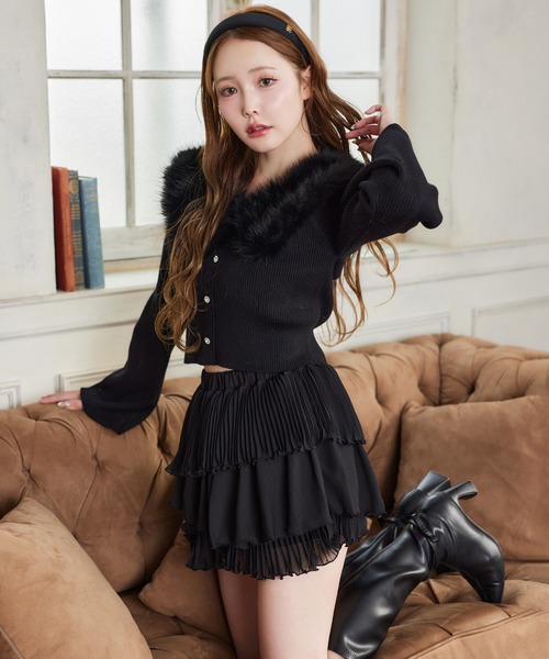 EPoca ★ブラック ★毛★長袖ニット VERY NaVY2024年12月号掲載】ヘアリーレイヤードニット(トップス