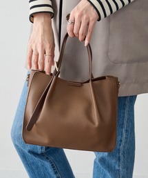 【cache cache】フェイクレザーショルダーバッグ付スクエアトート