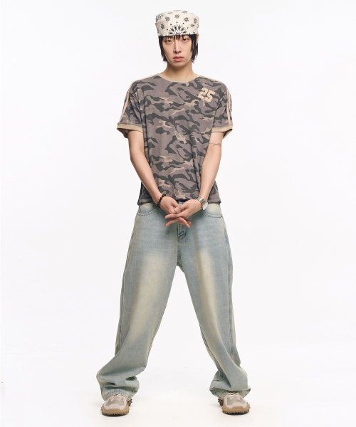 MOO(エムオーオー)の「カモ25リンガー半袖Tシャツ - グレーべージュ(Tシャツ/カットソー・メンズ・その他・LARGE/MEDIUM)」の2枚目の写真