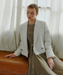Tweed Double Jacket Cream