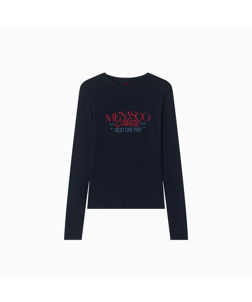MENASOO(ミナス)の「MNS Soft Fitted Long T Shirt_Navy(Tシャツ/カットソー・レディース・ネイビー・F)」の1枚目の写真