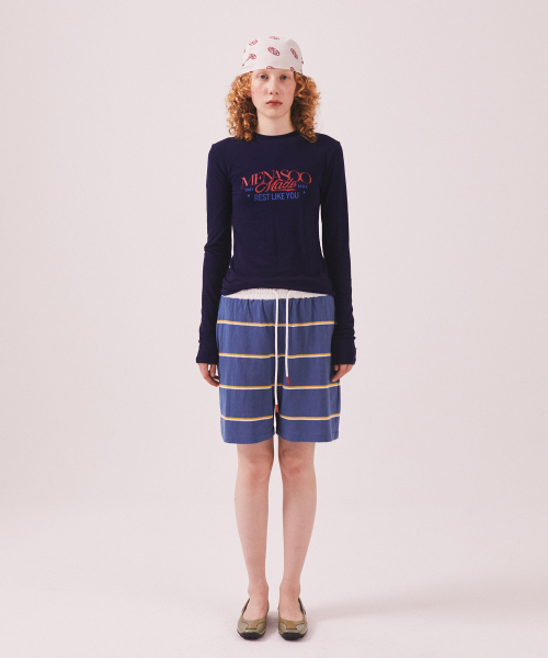 MENASOO(ミナス)の「MNS Soft Fitted Long T Shirt_Navy(Tシャツ/カットソー・レディース・ネイビー・F)」の4枚目の写真