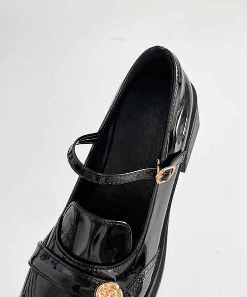 Shoes in Closet(シューズインクローゼット)の「軽量 厚底 ウィングチップ ストラップ ヒール メリージェーン 475(ドレスシューズ・レディース・ダークブラウン/ブラック・S/LL/L/M)」の3枚目の写真