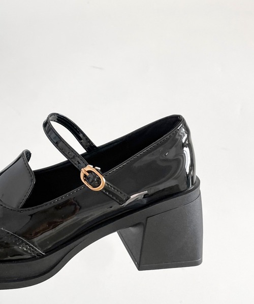 Shoes in Closet(シューズインクローゼット)の「軽量 厚底 ウィングチップ ストラップ ヒール メリージェーン 475(ドレスシューズ・レディース・ダークブラウン/ブラック・S/LL/L/M)」の4枚目の写真