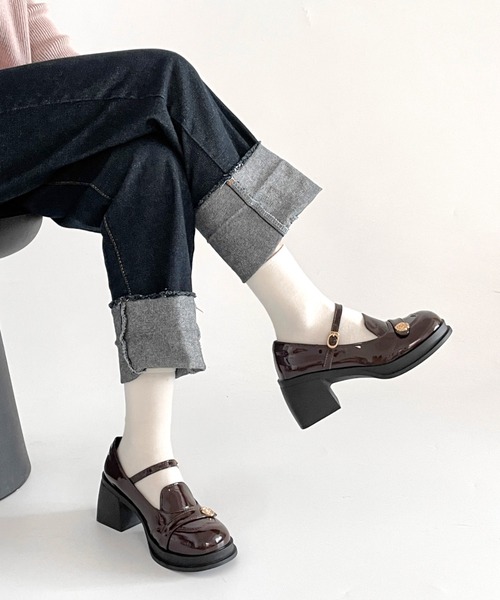 Shoes in Closet(シューズインクローゼット)の「軽量 厚底 ウィングチップ ストラップ ヒール メリージェーン 475(ドレスシューズ・レディース・ダークブラウン/ブラック・S/LL/L/M)」の15枚目の写真