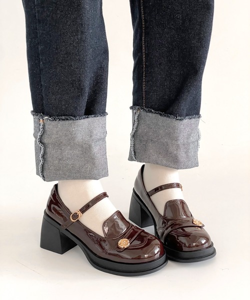 Shoes in Closet(シューズインクローゼット)の「軽量 厚底 ウィングチップ ストラップ ヒール メリージェーン 475(ドレスシューズ・レディース・ダークブラウン/ブラック・S/LL/L/M)」の16枚目の写真