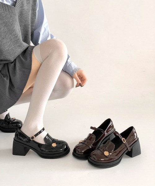Shoes in Closet(シューズインクローゼット)の「軽量 厚底 ウィングチップ ストラップ ヒール メリージェーン 475(ドレスシューズ・レディース・ダークブラウン/ブラック・S/LL/L/M)」の21枚目の写真