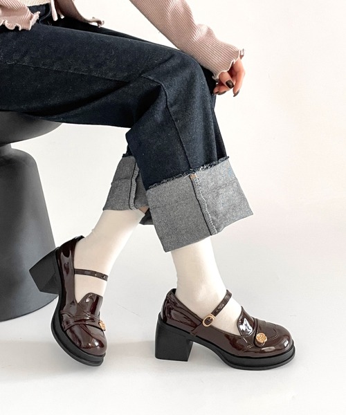 Shoes in Closet(シューズインクローゼット)の「軽量 厚底 ウィングチップ ストラップ ヒール メリージェーン 475(ドレスシューズ・レディース・ダークブラウン/ブラック・S/LL/L/M)」の19枚目の写真