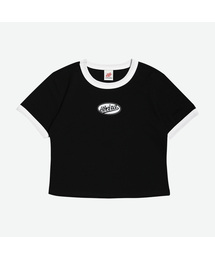 ワッペンクロップリンガーTシャツブラック