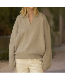 Alpaca blend loose V-neck knit [KNFW04SW04]_[2color]