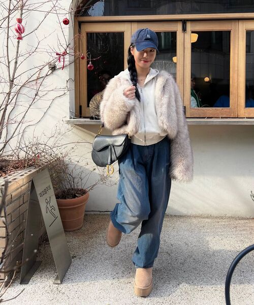 LENGAGEMENT（ランガージュマン）の「ワイドツータックバンディングデニムパンツ[ブルー]（デニムパンツ・レディース・ダークインディゴブルー・SMALL/MEDIUM/LARGE）」の5枚目の写真