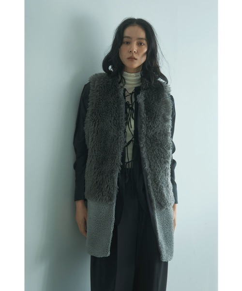 marjour（マージュール）の「BOA PANEL VEST（ベスト・レディース・ブラウン/グレー・M）」の4枚目の写真