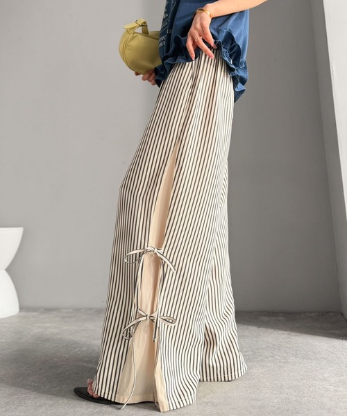 mily bilet（ミウィビレット）の「【mily bilet】トレンドのスポーティーMIXを叶える1本♪サイドリボンタイ 切り替えイージーパンツ（その他パンツ・レディース・ブラック/チャコールグレー×ブラック/ホワイト×ブラック/ホワイト×ブラウン・LARGE/MEDIUM/SMALL/X-LARGE）」の10枚目の写真