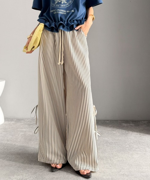 mily bilet（ミウィビレット）の「【mily bilet】トレンドのスポーティーMIXを叶える1本♪サイドリボンタイ 切り替えイージーパンツ（その他パンツ・レディース・ブラック/チャコールグレー×ブラック/ホワイト×ブラック/ホワイト×ブラウン・LARGE/MEDIUM/SMALL/X-LARGE）」の12枚目の写真