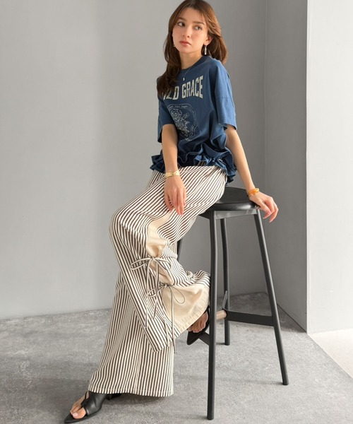 mily bilet（ミウィビレット）の「【mily bilet】トレンドのスポーティーMIXを叶える1本♪サイドリボンタイ 切り替えイージーパンツ（その他パンツ・レディース・ブラック/チャコールグレー×ブラック/ホワイト×ブラック/ホワイト×ブラウン・LARGE/MEDIUM/SMALL/X-LARGE）」の13枚目の写真