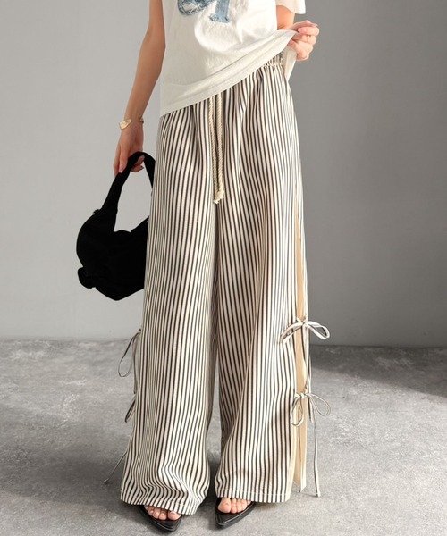 mily bilet（ミウィビレット）の「【mily bilet】トレンドのスポーティーMIXを叶える1本♪サイドリボンタイ 切り替えイージーパンツ（その他パンツ・レディース・ブラック/チャコールグレー×ブラック/ホワイト×ブラック/ホワイト×ブラウン・LARGE/MEDIUM/SMALL/X-LARGE）」の15枚目の写真