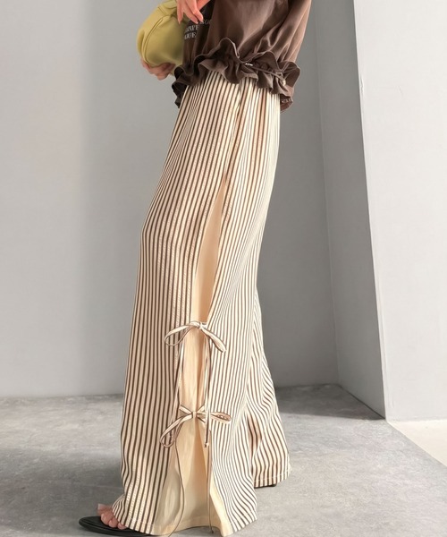 mily bilet（ミウィビレット）の「【mily bilet】トレンドのスポーティーMIXを叶える1本♪サイドリボンタイ 切り替えイージーパンツ（その他パンツ・レディース・ブラック/チャコールグレー×ブラック/ホワイト×ブラック/ホワイト×ブラウン・LARGE/MEDIUM/SMALL/X-LARGE）」の19枚目の写真