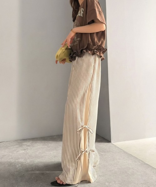 mily bilet（ミウィビレット）の「【mily bilet】トレンドのスポーティーMIXを叶える1本♪サイドリボンタイ 切り替えイージーパンツ（その他パンツ・レディース・ブラック/チャコールグレー×ブラック/ホワイト×ブラック/ホワイト×ブラウン・LARGE/MEDIUM/SMALL/X-LARGE）」の20枚目の写真