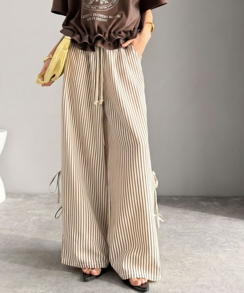 mily bilet（ミウィビレット）の「【mily bilet】トレンドのスポーティーMIXを叶える1本♪サイドリボンタイ 切り替えイージーパンツ（その他パンツ・レディース・ブラック/チャコールグレー×ブラック/ホワイト×ブラック/ホワイト×ブラウン・LARGE/MEDIUM/SMALL/X-LARGE）」の21枚目の写真