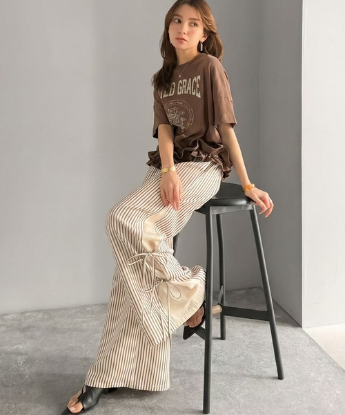 mily bilet（ミウィビレット）の「【mily bilet】トレンドのスポーティーMIXを叶える1本♪サイドリボンタイ 切り替えイージーパンツ（その他パンツ・レディース・ブラック/チャコールグレー×ブラック/ホワイト×ブラック/ホワイト×ブラウン・LARGE/MEDIUM/SMALL/X-LARGE）」の22枚目の写真