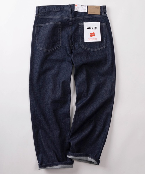HANES(ヘインズ)の「【78】【Hanes/ヘインズ】ワイドフィット ストレート デニムパンツ/ジーンズ/アメカジ【新色USED風ブラック追加】(デニムパンツ・メンズ・ライトブルー/ワンウォッシュ/ブルー/ブラック・L/M/S/XL)」の4枚目の写真