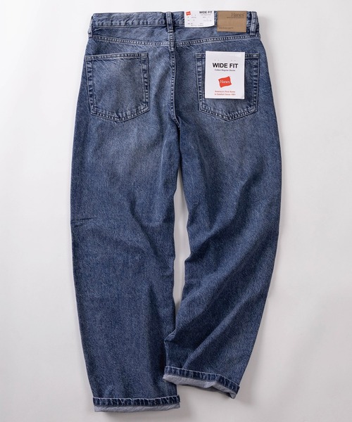 HANES(ヘインズ)の「【78】【Hanes/ヘインズ】ワイドフィット ストレート デニムパンツ/ジーンズ/アメカジ【新色USED風ブラック追加】(デニムパンツ・メンズ・ライトブルー/ワンウォッシュ/ブルー/ブラック・L/M/S/XL)」の2枚目の写真