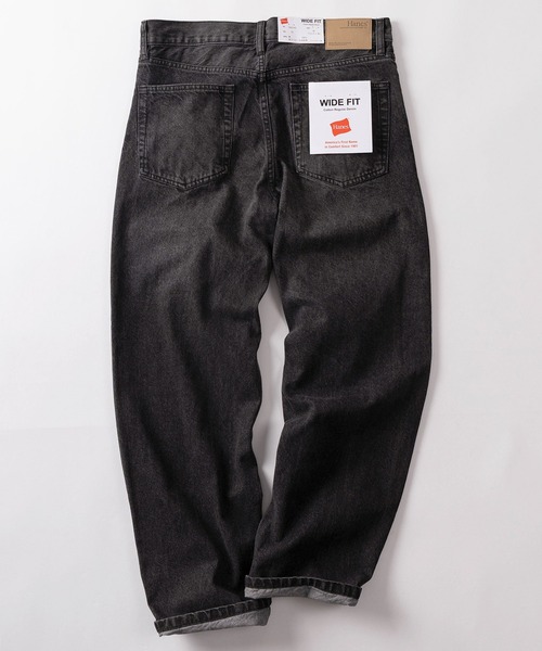 HANES(ヘインズ)の「【78】【Hanes/ヘインズ】ワイドフィット ストレート デニムパンツ/ジーンズ/アメカジ【新色USED風ブラック追加】(デニムパンツ・メンズ・ライトブルー/ワンウォッシュ/ブルー/ブラック・L/M/S/XL)」の1枚目の写真