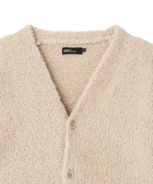 CRAFT STANDARD BOUTIQUE(クラフトスタンダードブティック)の「フェザーモールニットカーディガン<ホームケア可能>(カーディガン/ボレロ・メンズ・カーキ/ベージュ/ブラック・M/L/XL)」の13枚目の写真