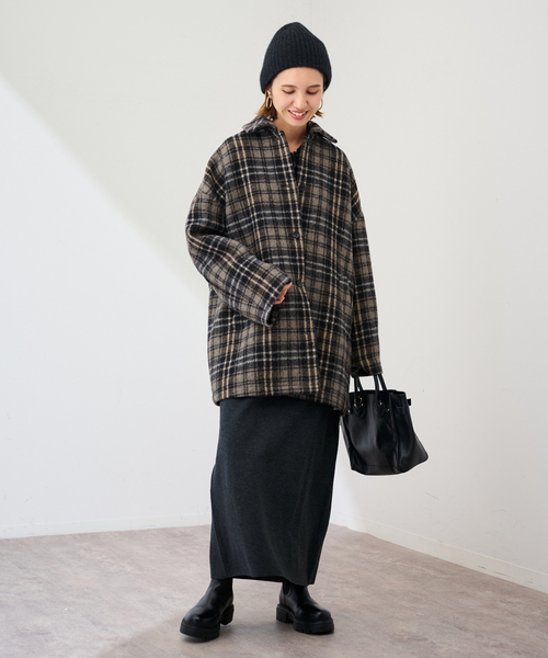 FRAMeWORK(フレームワーク)の「PRIMAチェックコート(ステンカラーコート・レディース・ブラック・36/38)」の15枚目の写真