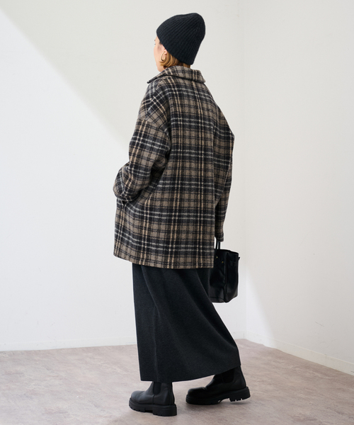 FRAMeWORK(フレームワーク)の「PRIMAチェックコート(ステンカラーコート・レディース・ブラック・36/38)」の16枚目の写真